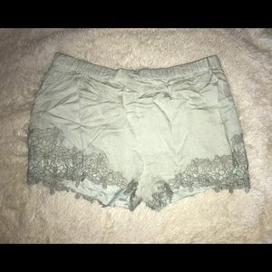 Mint lace detail shorts